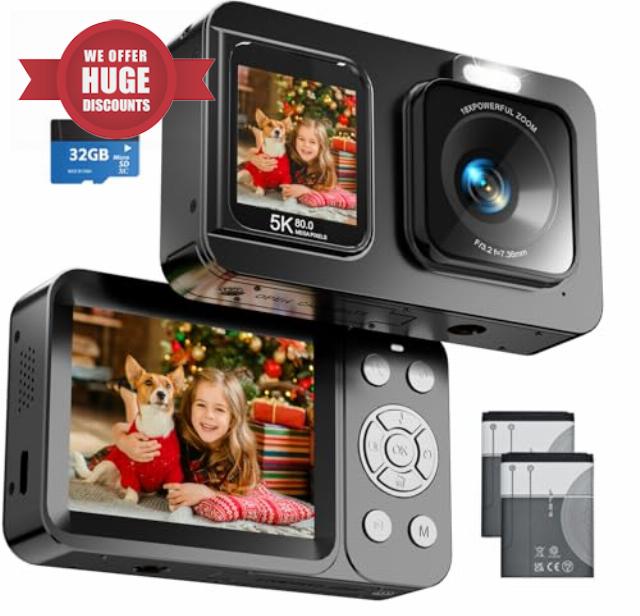 Digital Camera 5K 80MP with 32G SD Card