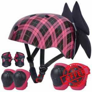 Kids Bike Helmet and Pads Set for Girls Ages 8-14