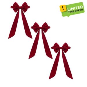 Christmas Burgundy Velvet Chair Sashes Christmas Red Chair Bows for Chairs Burgundy Christmas Chairs Bows with Elastic Band for Banquet Kitchen Hotel Home Party Decorations Wedding (6PC)