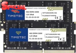 Timetec Premium 32GB KIT(2x16GB) DDR4 3200MHz (or 2933MHz or 2666MHz) PC4-25600 Non-ECC Unbuffered 1.2V CL22 2Rx8 Dual Rank 260 Pin SODIMM Laptop Notebook PC Computer Memory RAM Upgrade