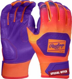 Rawlings Workhorse Baseball Batting Gloves | Funburst | Purple/Orange | Adult S