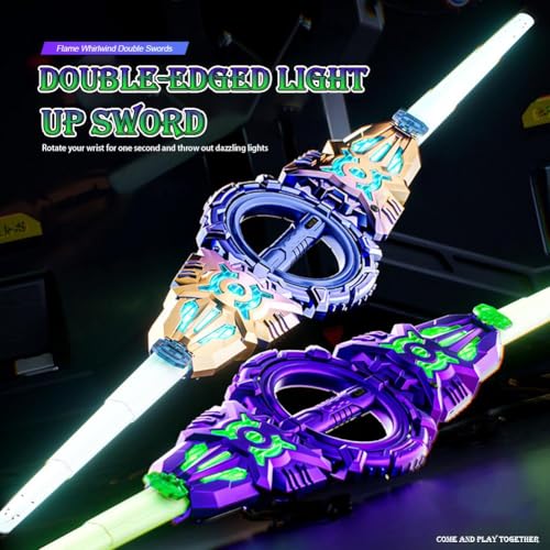 360° Rotating Flashing Dueling Sabers for Kids Ages 8+ Role-Play(1xPurple)
