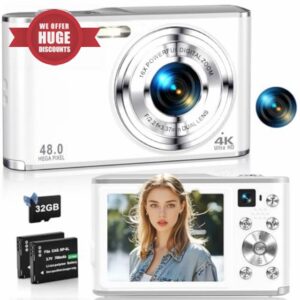 4K Digital Camera 48MP Autofocus Cameras for Photography Compact Camera with Dual Front and Rear Camera