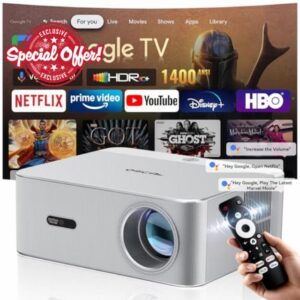 Projector 4K【Official Google TV/1400ANSI】OSCAL PV800Pro Smart Projector 4K 1080p HDR10+