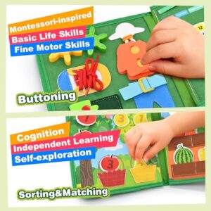 Montessori Toy Newborn Toys Busy Board for 1 2 3 4 Year Old Boy Girl Birthday Gift - Baby Sensory Toys with Life Skills