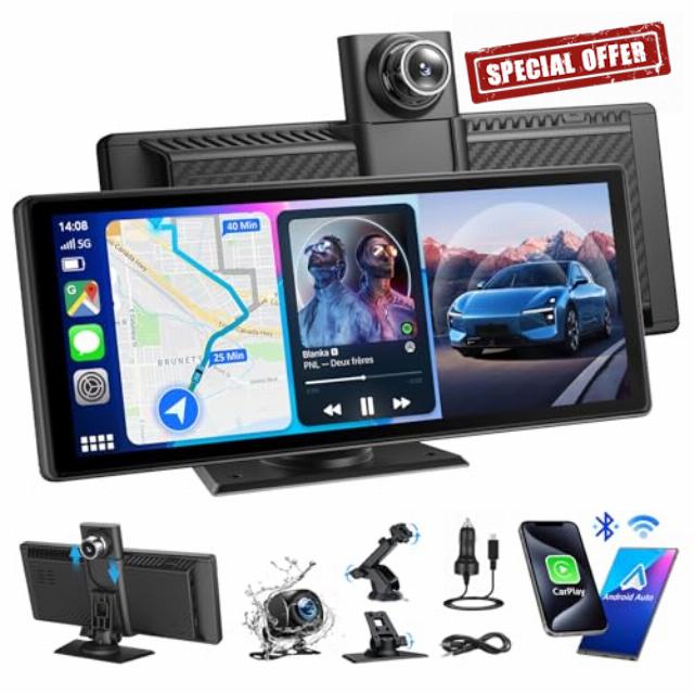 8.88" Wireless Portable Car Play Screen for Apple CarPlay & Android Auto