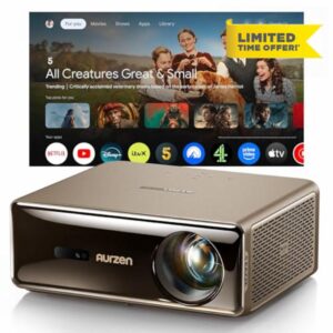 Aurzen EAZZE D1 MAX Upgraded Google TV Smart Projector 4K Supported