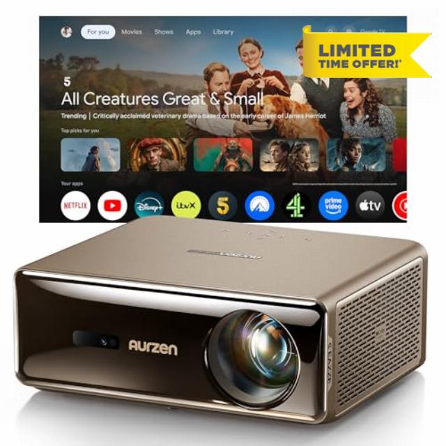 Aurzen EAZZE D1 MAX Upgraded Google TV Smart Projector 4K Supported