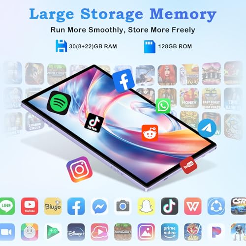 Gemini AI/Widevine L1/8000 mAh/Octa-Core 2.0 GHz/Bluetooth 5.0/GPS/Face ID/2-in-1 Tablet with Mouse and Keyboard - Purple