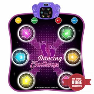 Dance Pad Dance Mat for Kids 6 Key Dual Horn LED Digital Multi Mode BT Compatible Volume Adjustable Battery Powered 35x31.5 Inch Electronic Pad