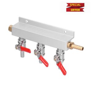 3 Way CO2 Gas Splitter Distribution Manifold with Check Valves for Beer Tap System
