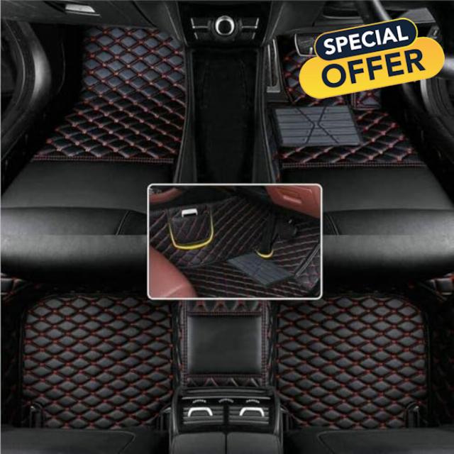 Custom Car Floor Mats for Mercedes-Benz A B C E G CL CLA CLE CLK CLS ML AMG-GT EQA EQB EQC EQE EQS GLA GLB GLC GLK GLS SL SLC SLK S R Luxury Carpets Waterproof Car Mats (Black Red)