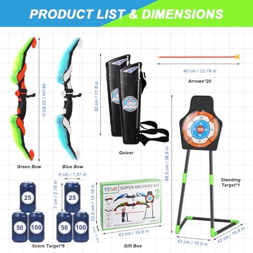 LED Light Up Archery Toy Set with 20 Suction Cup Arrows