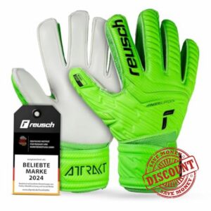 Reusch Attrakt Grip Finger Support Junior Flexible Goalkeeper Gloves Kids Teenagers Football Gloves with Finger Protection for All Pitch Surfaces and All Weathe