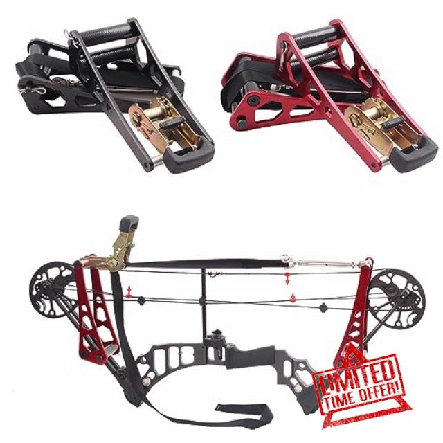 SOPOGER Archery Compound Bow Press - Portable Hand Held Bow Accessories for Compound Bow & Crossbow Aluminum Alloy Ratchet Bow Press Open Tool for Bow String Silencers Replaceme