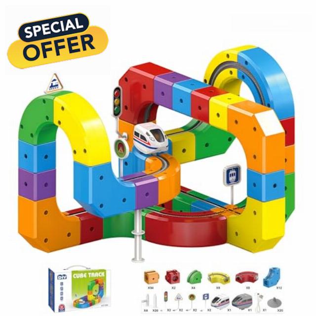 [lilaBelle]Clickrail Electric Train Set with Motorized Train