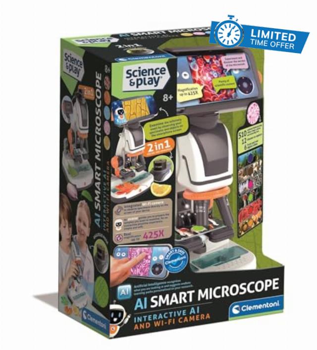 Clementoni Digital Microscope with WiFi – 2-in-1 Optical and Digital Microscope with Camera