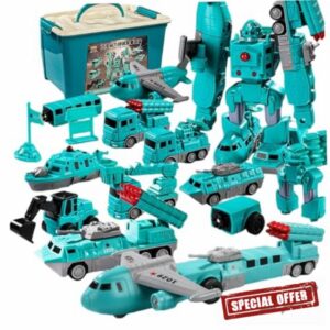 Magnetic Toys for Kids 35PCS/Set Assembled Army Style Magnetic Robocar Set Educational Plastic Transforming Toys for Kids Army Transforming Cars Robot Car.