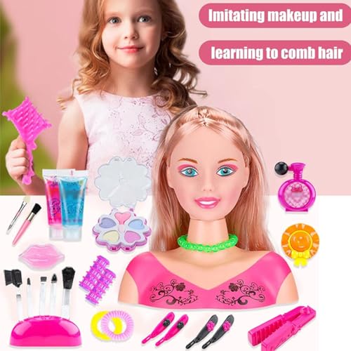 Professional Hairdresser Pretend Play Game Styling Head Kit for Little Girls and Kids