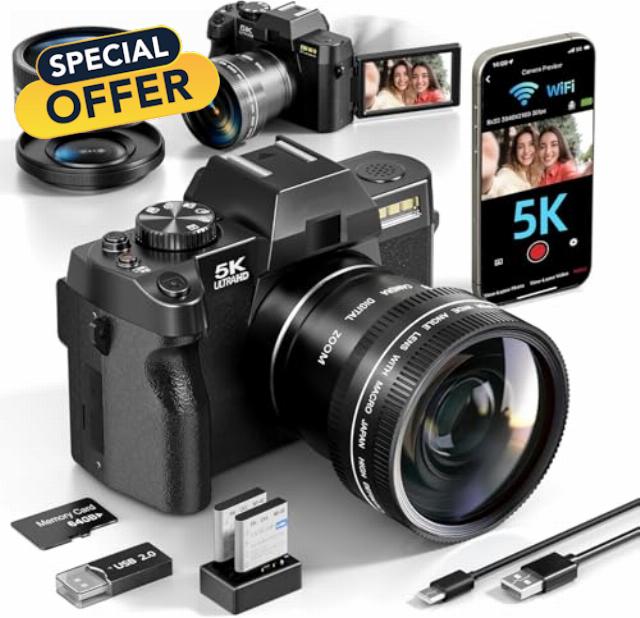 5K&64MP Digital Cameras for Photography&Video