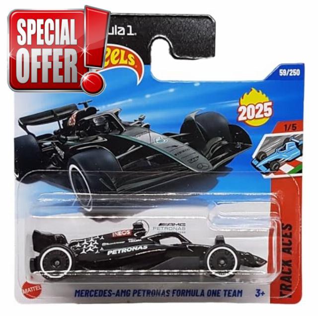 Hot Wheels Mercedes-AMG Petronas Formula One Team - Track Aces 1/5 - HYX78 - Short Card - F1 Racing Car - Mattel 2025-1:64