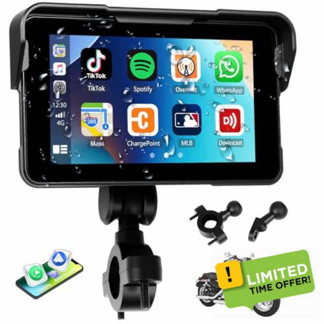 Motorcycle CarPlay Screen with Wireless CarPlay Android Auto