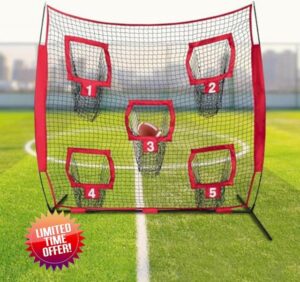 7 ft x 7 ft Rugby Throwing Net with 5 Target Pockets – Durable Practice Net for Kids & Adults – Indoor & Outdoor Rugby Training – Easy Setup for Backyard