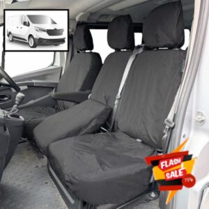 Seat Covers for Renault Trafic 2014 Onwards | Vauxhall VIvaro 2014-2019 | Fiat Talento | Nissan NV300 | Nissan Primastar | Tailored Waterproof Durable Seat Cover [FIXED BACKEST & UNDERSEAT STORAGE]