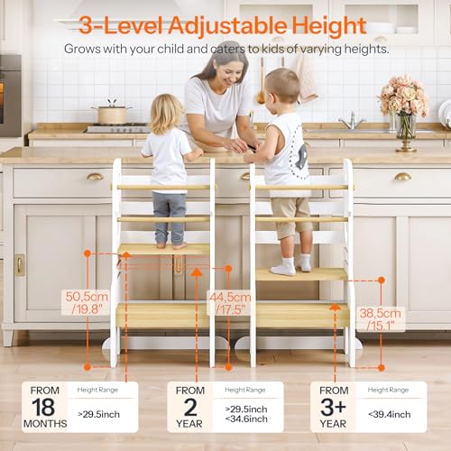 Kids Step Stool with Safety Rails and Non-Slip Foot Pads