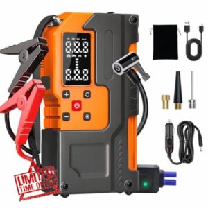 5000A Jump Starter Power Pack with 150PSI Car Tyre Inflator Air Compressor |10000mAh Car Battery Booster Jump Starter(9L Petrol/7L Diesel Engines) Portable 12V Battery Pack Jump Box with LED Ligh