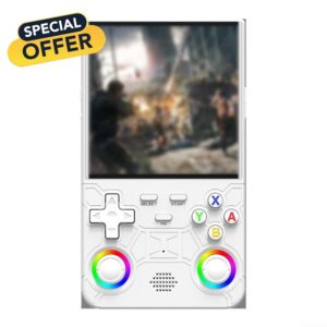 R36 Ultra Handheld Game Console 128GB with 4-Inch HD Display Retro Gaming Portable ABS Build in Black White Purple(Whtie)