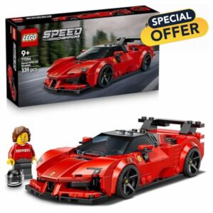 LEGO Speed Champions Ferrari SF90 XX Stradale Sports Car Toy - Model Kit w/a Collectible Driver Minifigure - Birthday Gift Idea for 9+ Year Old Boys & Motorsport Fans - 77254