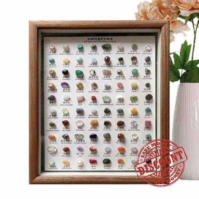 Mineral Identification Box - 80X Mineral Specimens For Rock Collection | Minerals Collection With Collector Box - Rough Crystal Set For Kids Crystal Kit STEM Geology Science Educatio