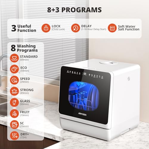 Countertop Dishwasher No Plumbing with Water Softener