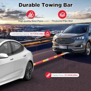 Spring Damper Pole Stabilizer 2-Section Towing Pole Heavy Duty Iron Buffer Tow Poles for Car Van Truck SUV