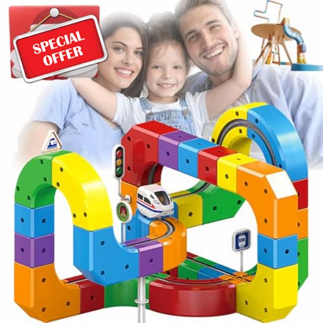 123PCS Electric Train Set Flexible Race Track