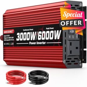 3000W Power Inverter 12V to 240V AC Car Converter with LCD Screen & 2 AC Sockets & USB for Camping