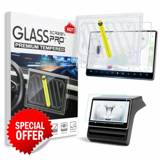 IXTRA 2 Pack Matte Tempered Glass Screen Protector [No Glare & Fingerprint & 9H] for Tesla Model Y Juniper 2025 2026 & Model 3 Highland(2024-2026)