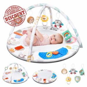 Baby Play Gym & Activity Mat | Activity Playmat with 5 Hanging Toys | Sensory Playmat for Newborns to 0-36 Months
