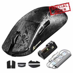 ATTACK SHARK R11 ULTRA Carbon Fiber Wireless Gaming Mouse with LED Coiled Cable