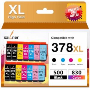 SAILNER 378 378XL Compatible for Epson 378 Ink Cartridges for Epson XP 8700 Printer Ink Cartridges XP-8500 XP-8505 XP-8600 XP-8605 (14 Pack)
