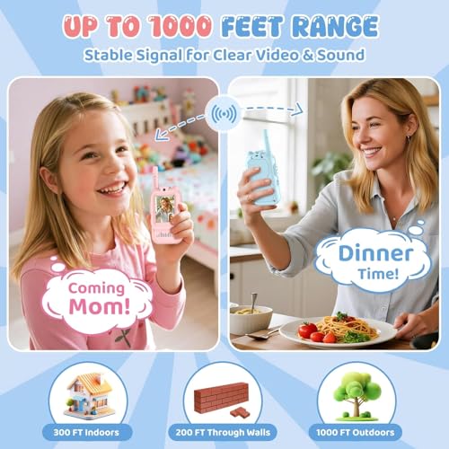 2 Pack Wireless Rechargeable Walkie Talkies with 4 Voice Effects