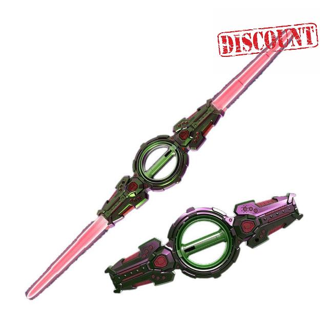 Fire Spin Sword Double-Edged Lightsaber Toy with 7-Color LED Lights & Sound