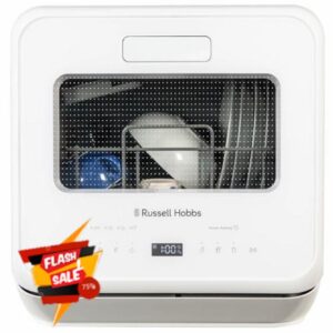 Russell Hobbs Mini Dishwasher Compact Table Top in White 2 Place Setting Dishwasher