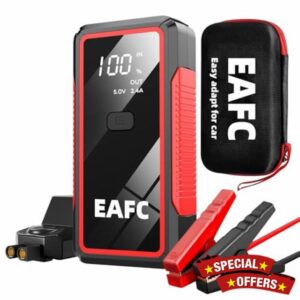 EAFC 2000A Peak Car Jump Starter 12V Portable Power Bank with Smart Clamps