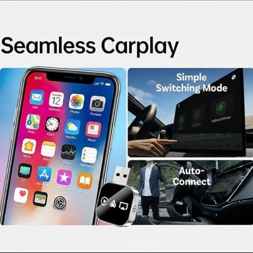 Wired to Wireless Carplay Adapter with 2.4/5ghz Wifi and Bluetooth 5.0 for Wired Carplay