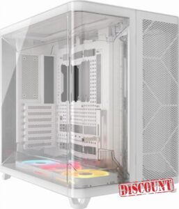 CORSAIR AIR 5400 LX-R RGB iCUE LINK Triple-Chamber Mid-Tower Panoramic PC Case – 3x Pre-Installed Reverse-Rotor LX-R RGB Fans