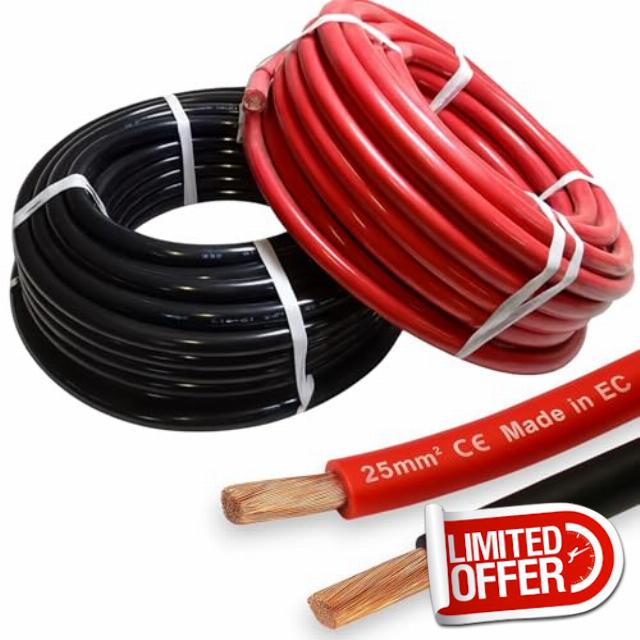 MKGT Hi-Flex 25mm² 170 Amp Automotive Starter/Inverter/Welding/Battery PVC Cable Wire (Black