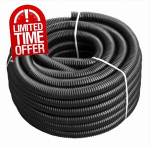 1 Coil of 30m Corrugated Pipe 1" (25mm) – Flexible Ribbed Hose for Ponds