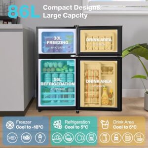 Double Door Refrigerator with 7 Settings Adjustable Thermostat